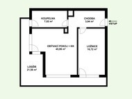 Pronájem 2+kk s velkou rohovou terasou